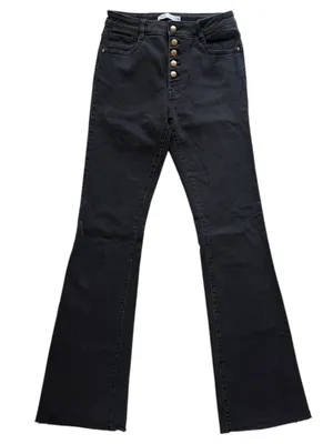 Zara Washed Black High Waisted Flare Jeans Size 6 thumbnail 1