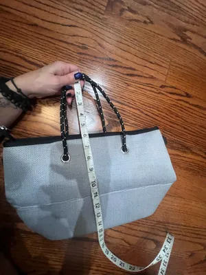 Silver gray with white strip tote thumbnail 7