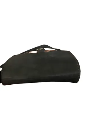 El Ceibo Handcrafted Tan Suede And Black Leather Crossbody Messenger Bag thumbnail 11