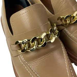 Anthropologie Women's Brown Lug Sole Gold Chain Chunky Platform Loafers Shoes 6 thumbnail 6