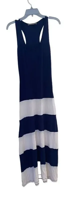 Finn & Clover Racerback Dress Stripe Size M Navy White thumbnail 1