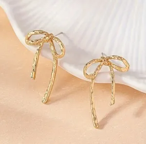 NEW gold coquette bow earrings, gold bow jewelry, stocking stuffer thumbnail 2