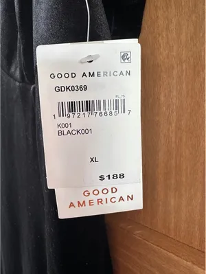 NWT Good American Black Velvet Mini Dress Women’s size XL thumbnail 10