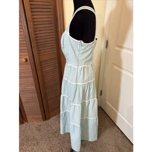 Adelyn Rae Cotton Tiered Maxi Dress Aqua Size Small thumbnail 3