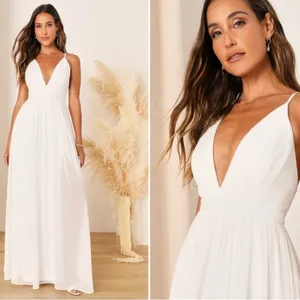 LULU's Bridal Engagement Wedding Chiffon Elegant Sexy Flowy Romantic Gown thumbnail 5