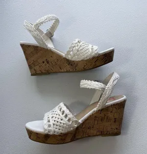Jellypop Gabrielle Women Cork Wedge Heel Sandals 8.5M White Comfort Fit BohoChic thumbnail 1