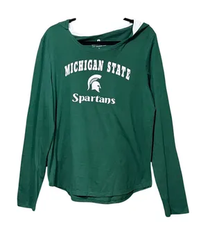 Colosseum Michigan State Spartans Womens Green Hooded Long Sleeve Shirt Large thumbnail 1