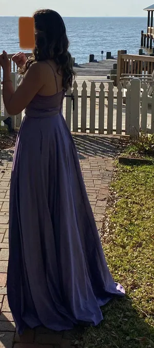 B Darlin Purple Satin Prom Dress thumbnail 2