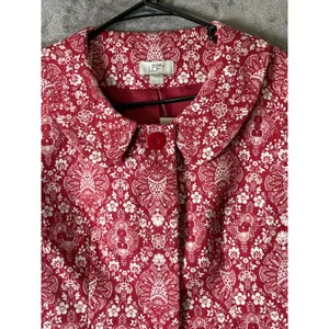 LOFT‎ Red White Floral Peter Pan Collar Cropped Jacket Blazer Women's 10 New thumbnail 2