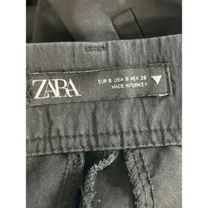 Zara Women's Black High Rise Pleated Relaxed Straight Leg Trousers Pants Size S thumbnail 5