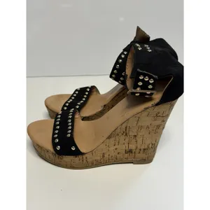 Womens High Heels Wedge Ankle Strap Open Toe Black Party Pump Heel Sandals 5 C1 thumbnail 7