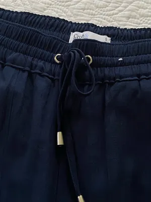 Croft & Barrow Navy Drawstring Wide-Leg Flowy Lightweight Pants Coastal Size S thumbnail 4
