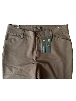 Lee NEW Women's Casual Dress Pants Size 12 Relaxed Fit Brown Herringbone City thumbnail 4