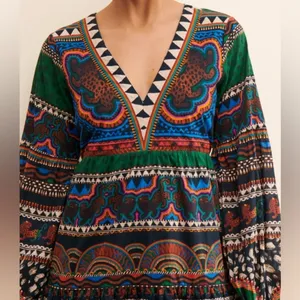 FARM Rio Safari Tiger Printed V-Neck Tunic /‎ Flowy Mini Dress Size Small thumbnail 4