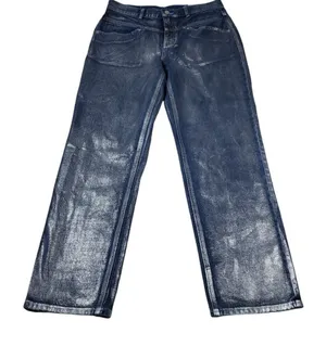 BDG Cowboy Jeans High Rise Straight Relaxed Blue Silver Painted Women's Size 31 thumbnail 1