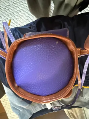 Vintage 80s Carina Intl Inc Waterproof Leather Purple Tan Golf Bag Backpack Nove thumbnail 9