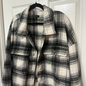 Banana Republic plaid black white‎ Shirt Jacket shacket size XXL thumbnail 4