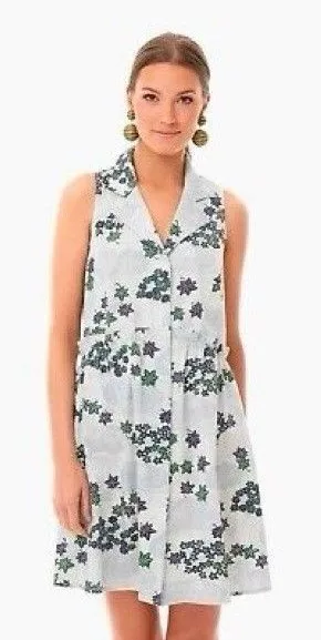 Tuckernuck Sleeveless Royal Shirt Dress Provence Breeze Floral Size Small thumbnail 1