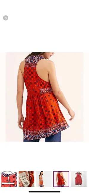 Charlotte boho mixed print sleeveless tunic top thumbnail 6