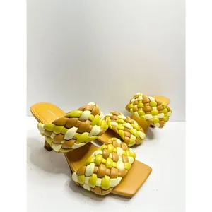 Marc Fisher LTD Dalila Yellow Multi Braided Square‎ Toe Kitten Heel Mules 7.5M thumbnail 7