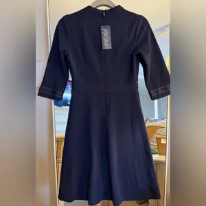 NEW Navy Blue Chic 3/4 Sleeve Tailored look Career Dress S thumbnail 5