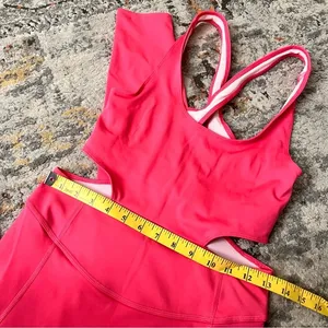 FREE PEOPLE MOVEMENT Back It Up Onesie Hot‎ Pink NWOT Size S Open Back Athletic thumbnail 7
