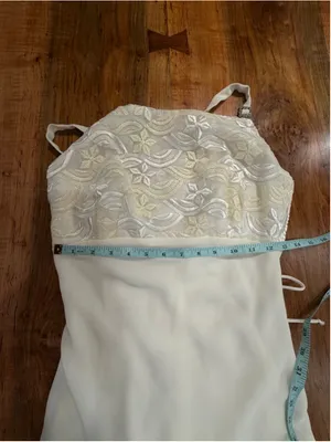 VTG Kiki USA White Embroidered Lace Corset Maxi Dress Rhinestone Strap Small 90s thumbnail 11