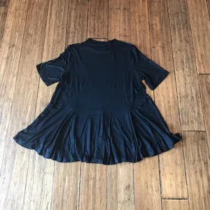 Black Flowy Relaxed Fit Tunic Top Soft Stretch Jersey Short Sleeve Blouse Size S thumbnail 4