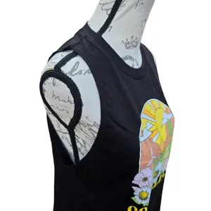 Love Tribe -1613 NWT Coachella Graphic Tank Top Muscle Top Black Size‎ Medium thumbnail 3
