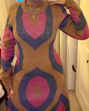Colorful Geometric Knit Dress thumbnail 1