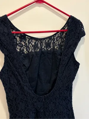 Hollister Navy Blue Lace Mini Dress Size Small Open Back Bodycon thumbnail 4