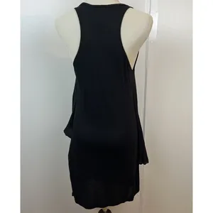 Zara‎ Trafaluc Layered Mini Dress Medium Black Asymmetrical Ruffle Racerback thumbnail 4