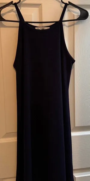 Navy High Neck Mini Dress Size Small Blue thumbnail 1