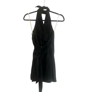 ✨Free People Xandra High Neck Mini Wrap Black Sz Small Dress✨ thumbnail 6