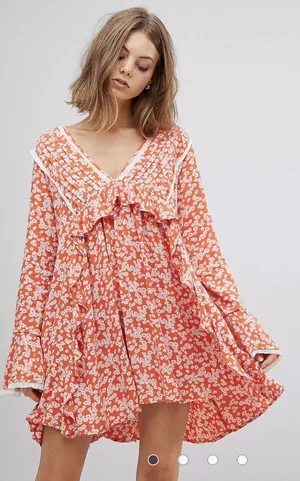 Free People Floral Ruffle Dress thumbnail 2