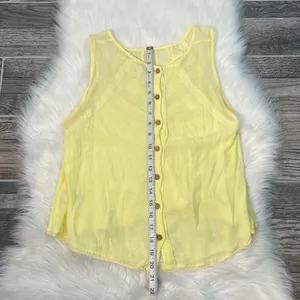 Free People Butter Yellow Sleeveless Button Down Blouse thumbnail 5
