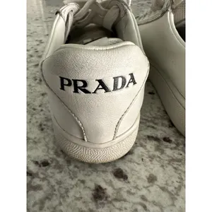Prada white leather womens sneakers shoes 35 USED thumbnail 11