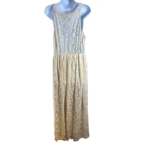 Bar III Womens Ivory Floral Lace Sleeveless Maxi Dress Cream Boho Cottagecore XL thumbnail 5