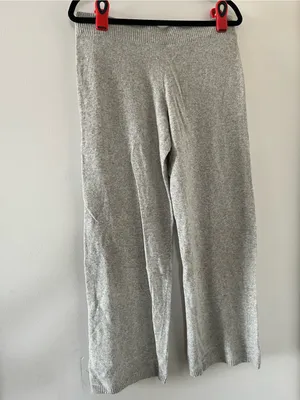NWT Y2K Loft Wool Cashmere Blend Knit Gray Wide Leg Pants Small Drawstring thumbnail 4
