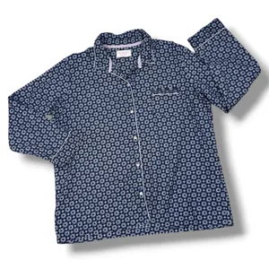 Victorias Secret Snowflakes Flannel Button Up Pajama Top Shirt Blue XL‎ thumbnail 11