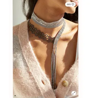 💯%Free peoplRhinestone Edge Of Romance Nec thumbnail 1