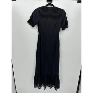 Roolee Womens Black‎ Maxi Button Front Dress Size XS Lace Goth Grunge Witchy thumbnail 2