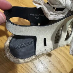 Rebecca Minkoff Gemma Ribbon Lace-Up Leather Espadrille Sandals Sand Womens 5 thumbnail 7