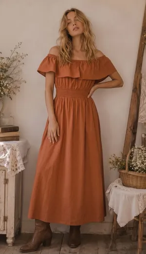 NWT OLD NAVY Maxi Off Shoulder Dress thumbnail 1