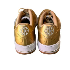 Nike Air Force 1 Low GS Metallic Gold Leather Sneakers 7Y Women's 8.5 Shoes GUC thumbnail 8