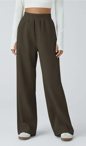 Halara Corduroy Pants XS High Waisted Straight Leg Stretch Brown Casual NWT thumbnail 1