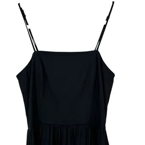 Stillwater Black Linen Blend Midi‎ Dress Small Spaghetti Strap Boho Casual thumbnail 4