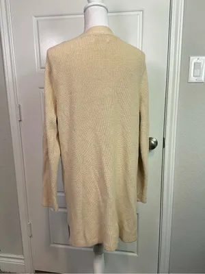 Old Navy Textured Open-Front Cotton Blend Knit Cardigan Sweater Oatmeal Size L thumbnail 5