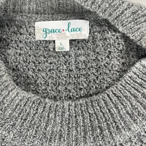 Grace & Lace Boyfriend Slouchy Knit Sweater Womens Large Gray Long Sleeve thumbnail 3