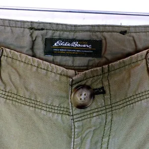 Eddie Bauer Utility Cargo Pants Womens 2 Green Roll Tab Convertible Leg Y2K thumbnail 5